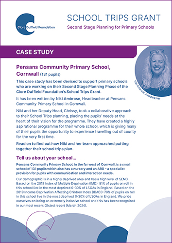School Trips Grant 2nd Stage Planning - Cornwall primary school